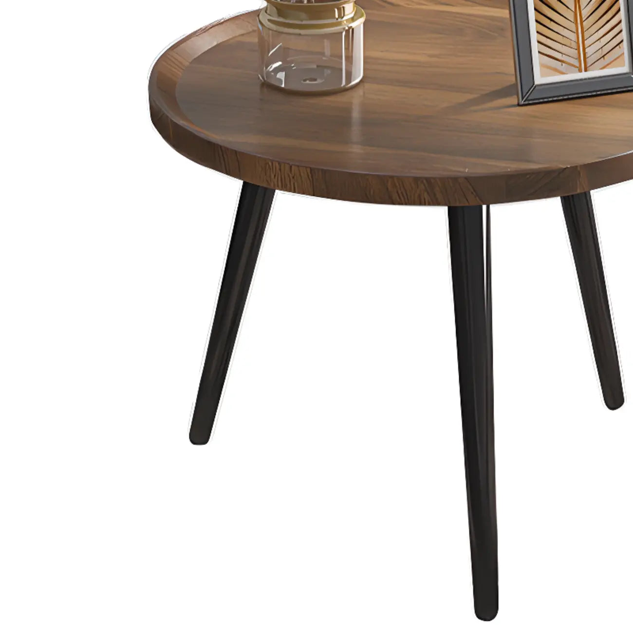 White Round Wooden End Table for Living Room