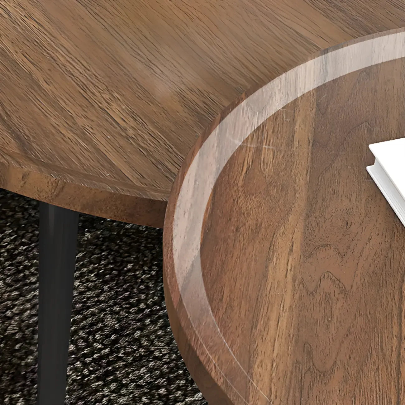 White Round Wooden End Table for Living Room