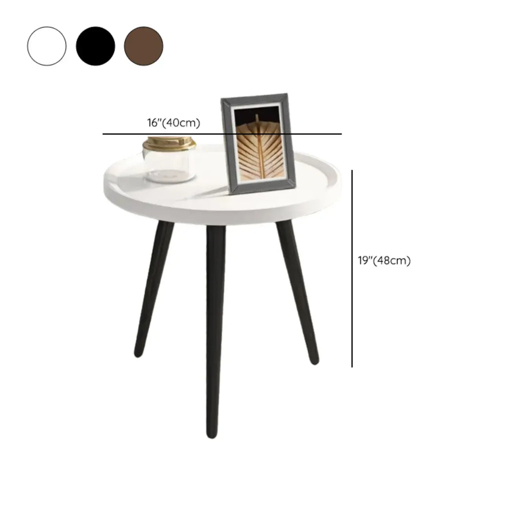 White Round Wooden End Table for Living Room