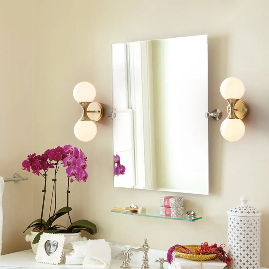 Modern White 2-Light Bathroom Vanity Light in Mini Size