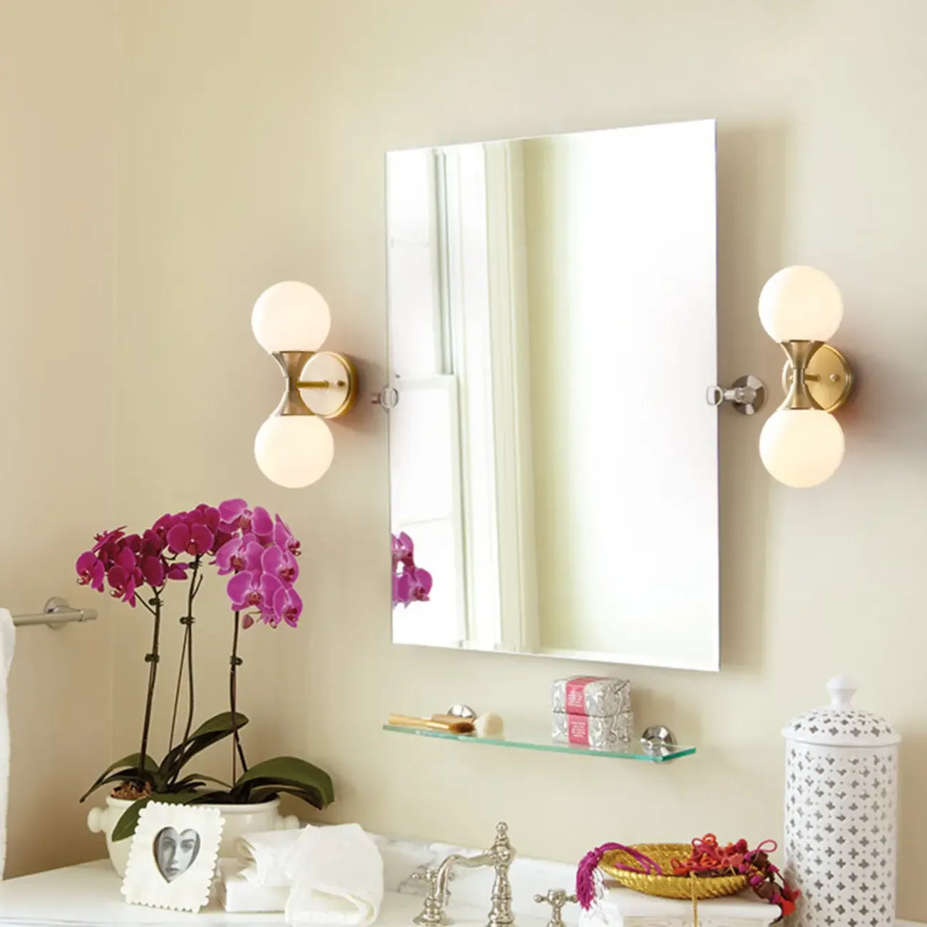 Modern White 2-Light Bathroom Vanity Light in Mini Size