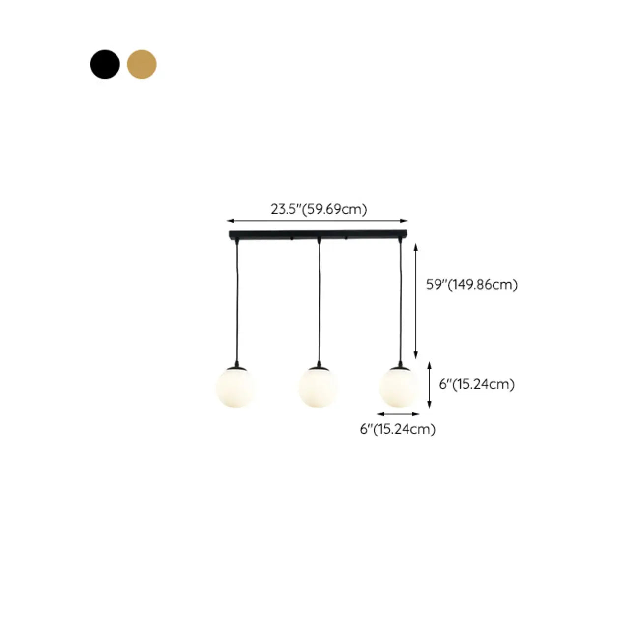 3 Lights Modern Glass Globe Island Pendant Light