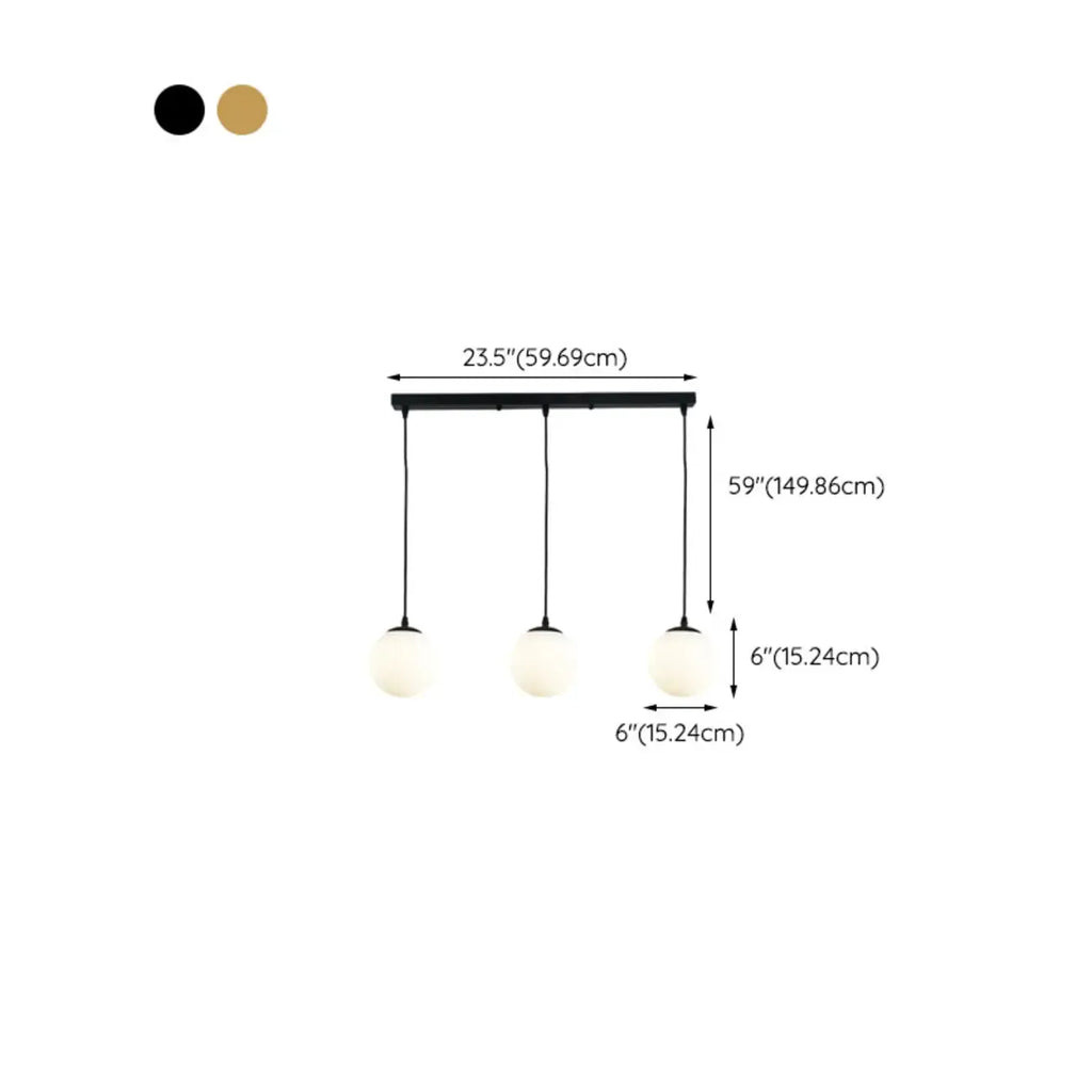 3 Lights Modern Glass Globe Island Pendant Light