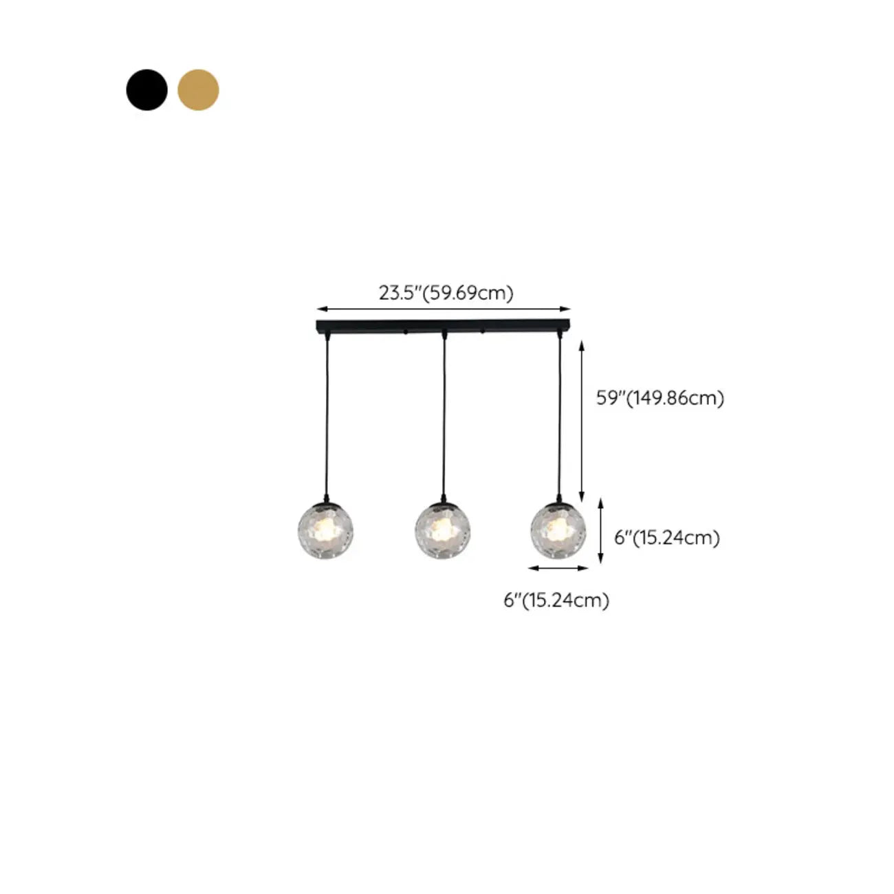 3 Lights Modern Glass Globe Island Pendant Light