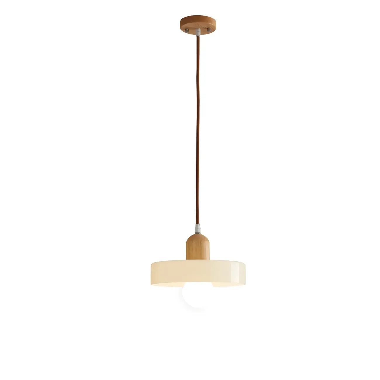 Elegant Cream Glass Round LED Pendant Lamp for Bedside