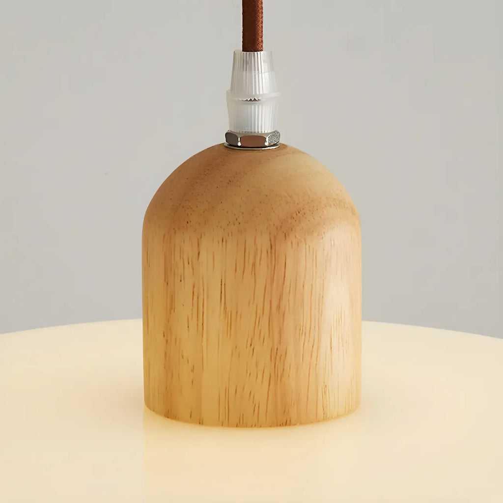 Elegant Cream Glass Round LED Pendant Lamp for Bedside