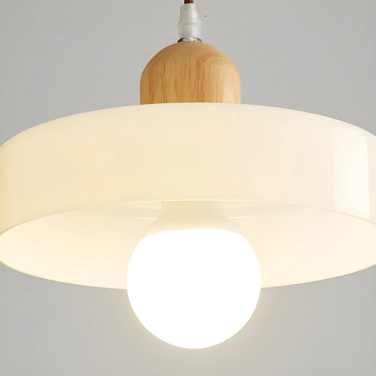 Elegant Cream Glass Round LED Pendant Lamp for Bedside