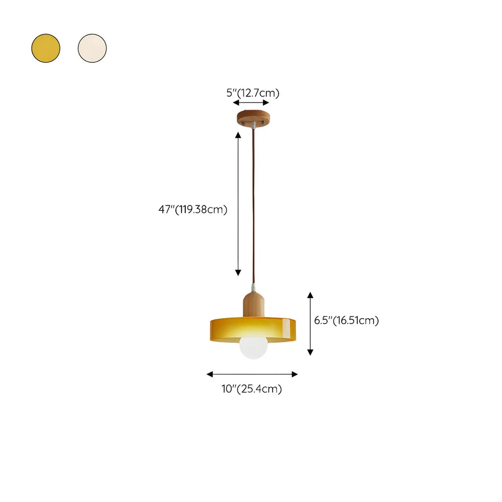 Elegant Cream Glass Round LED Pendant Lamp for Bedside