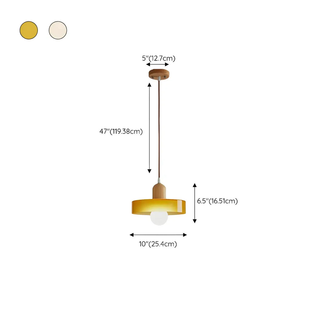 Elegant Cream Glass Round LED Pendant Lamp for Bedside