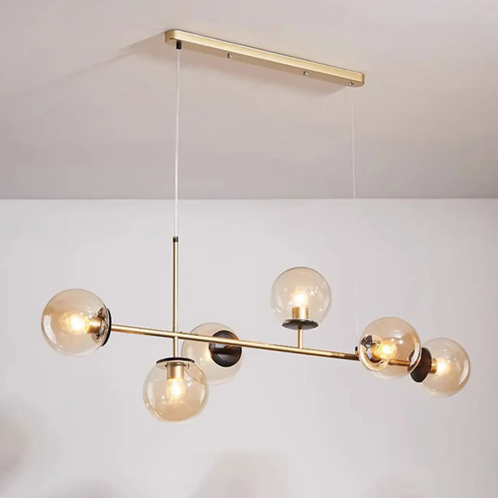 6 Light Glass Globe Island Pendant Light with Adjustable Length