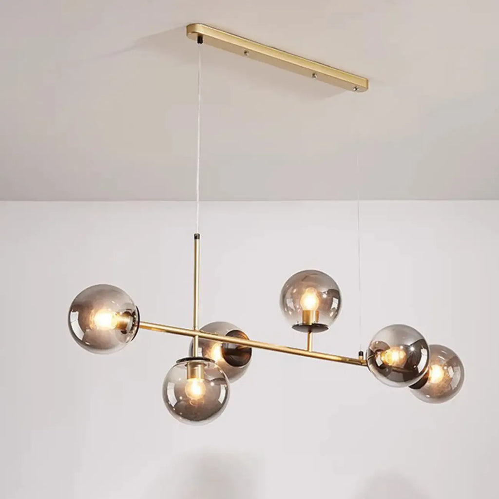 6 Light Glass Globe Island Pendant Light with Adjustable Length