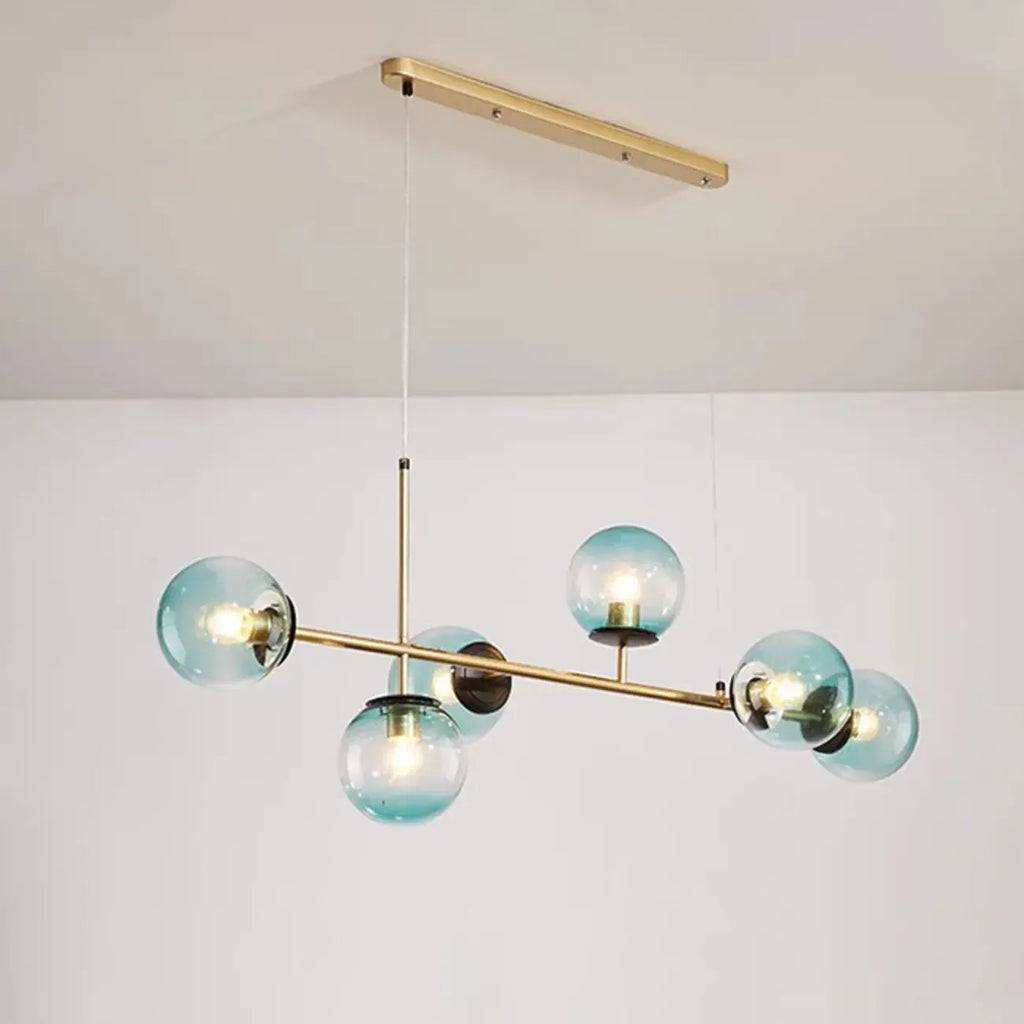 6 Light Glass Globe Island Pendant Light with Adjustable Length