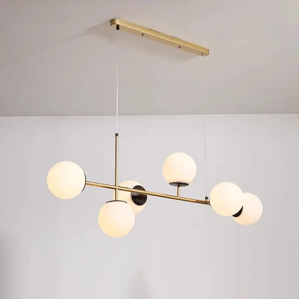 6 Light Glass Globe Island Pendant Light with Adjustable Length