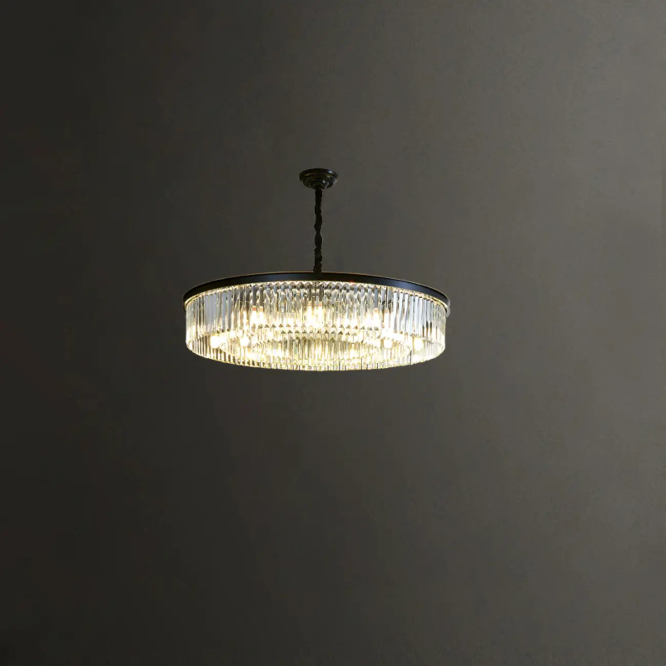 Adjustable Black Round Modern Crystal Chandelier