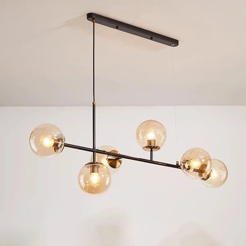 6 Light Glass Globe Island Pendant Light with Adjustable Length