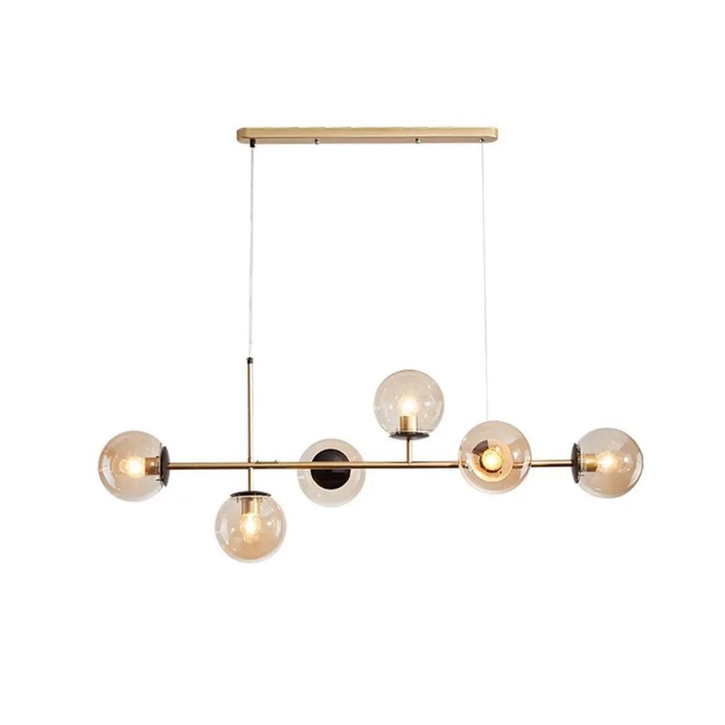 6 Light Glass Globe Island Pendant Light with Adjustable Length