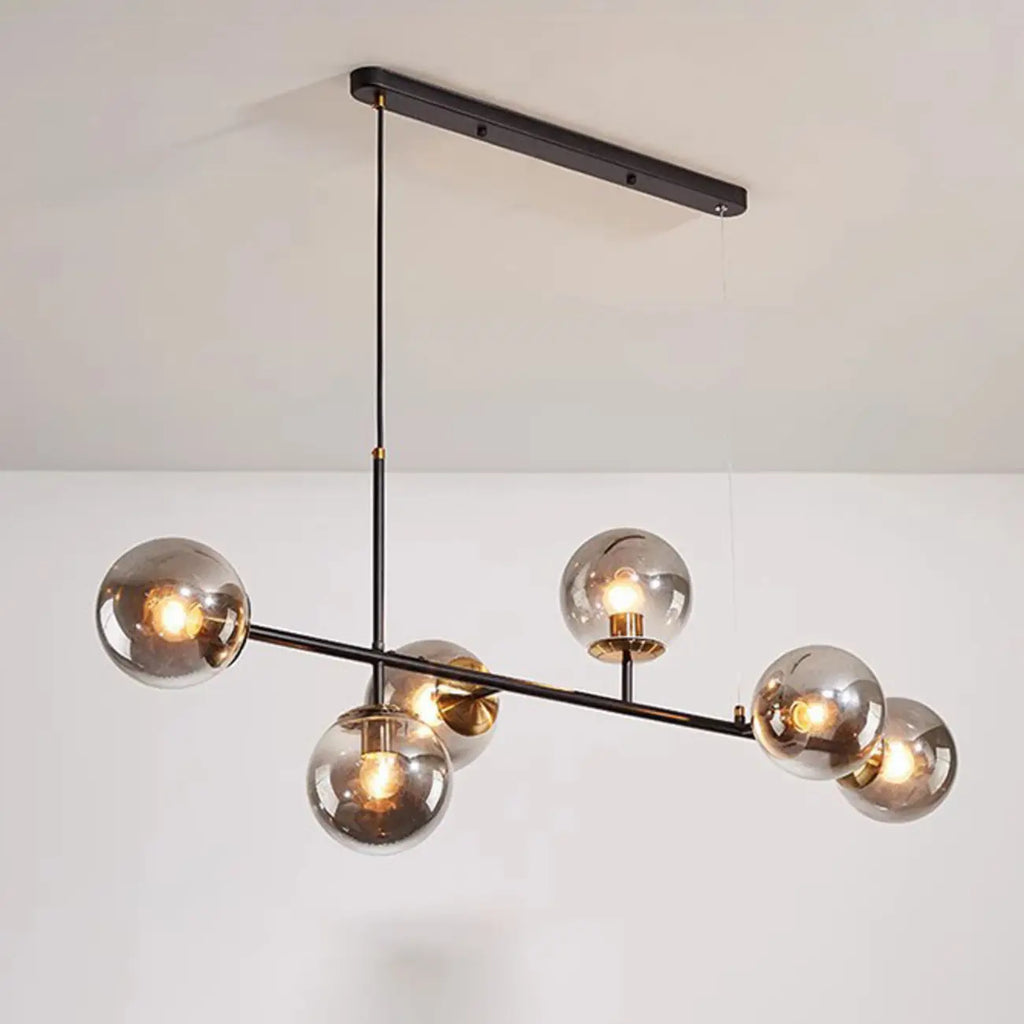 6 Light Glass Globe Island Pendant Light with Adjustable Length