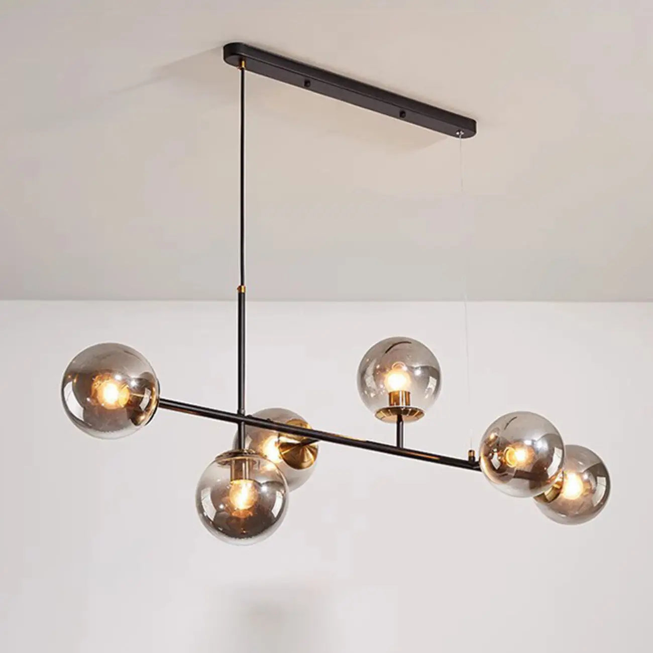 6 Light Glass Globe Island Pendant Light with Adjustable Length