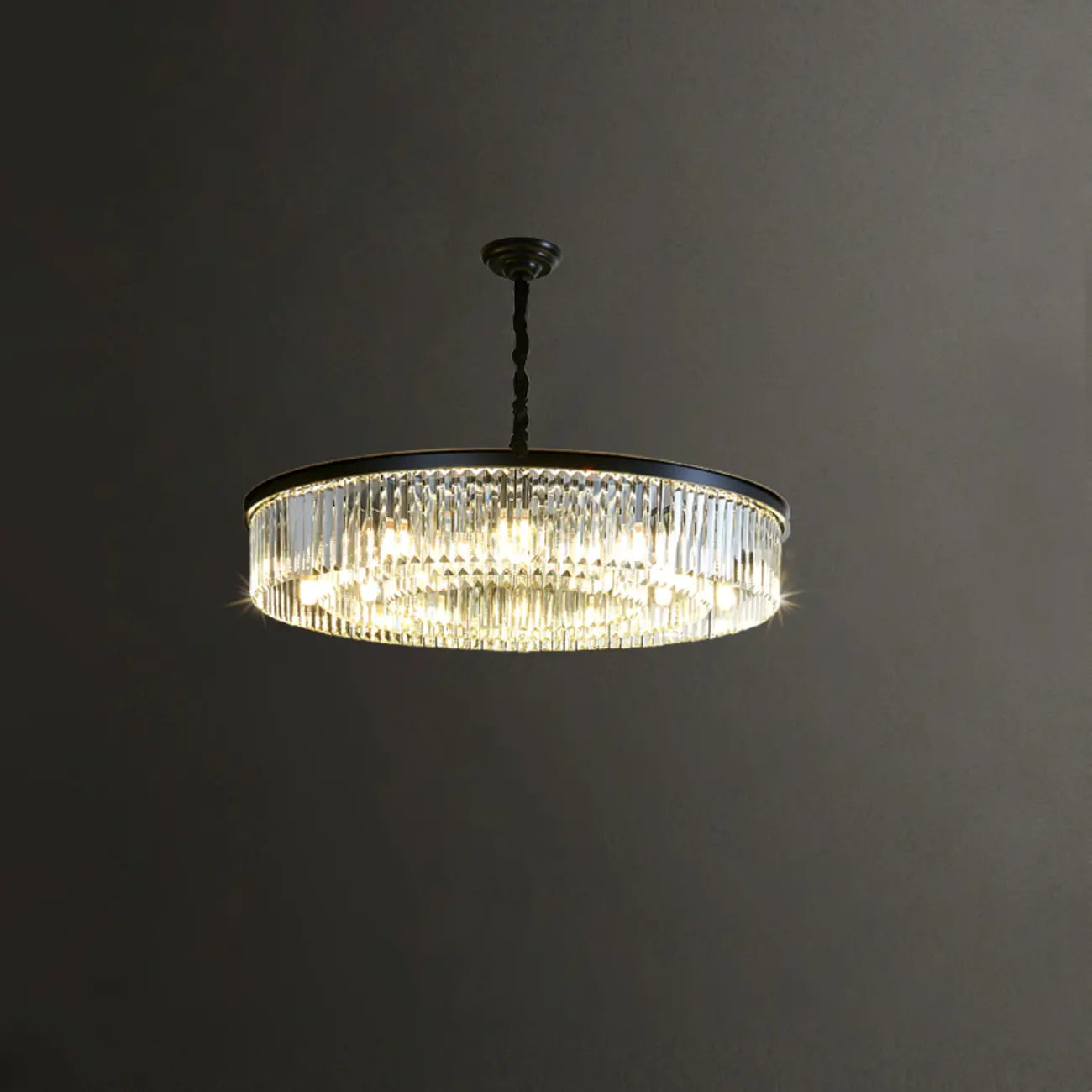 Adjustable Black Round Modern Crystal Chandelier