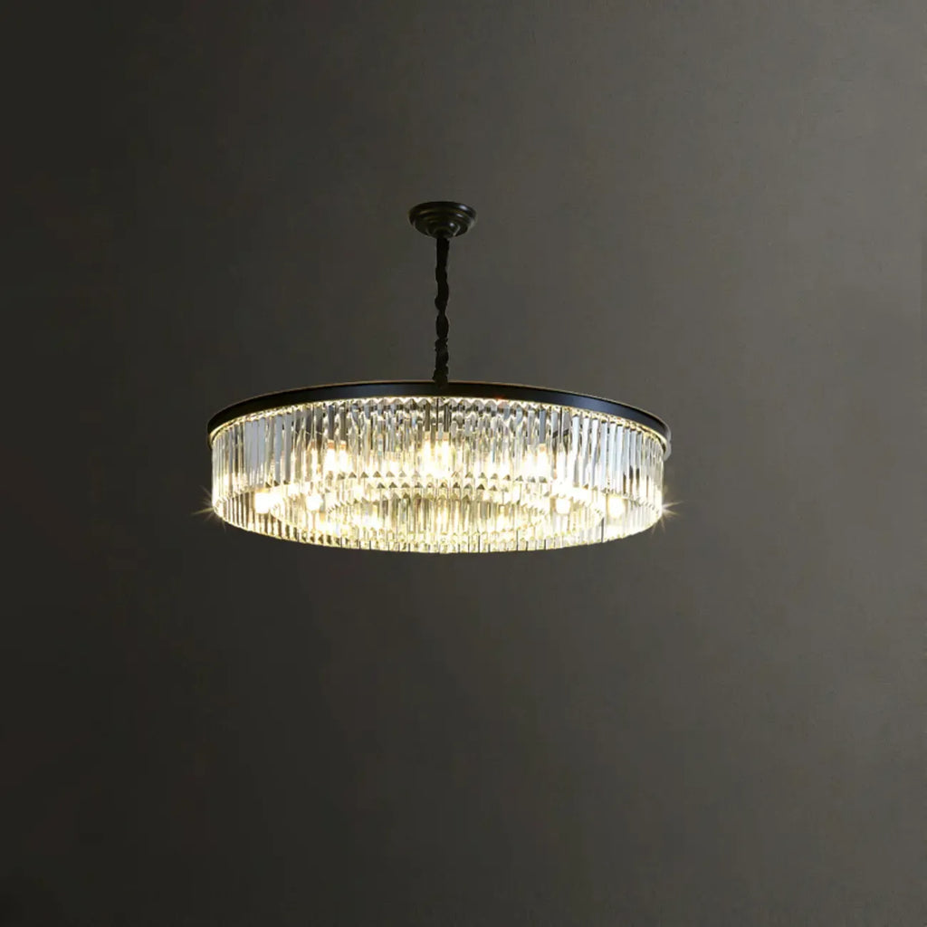 Adjustable Black Round Modern Crystal Chandelier