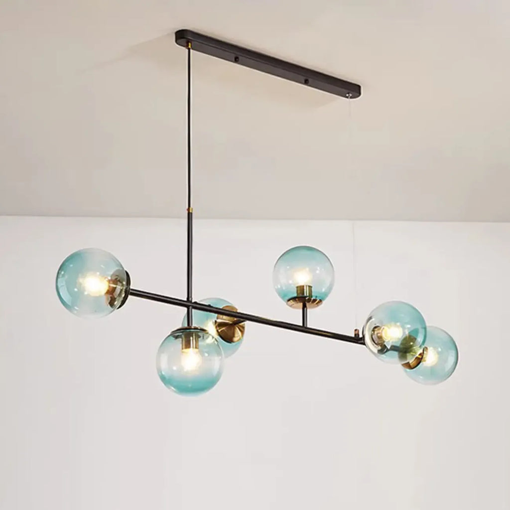 6 Light Glass Globe Island Pendant Light with Adjustable Length