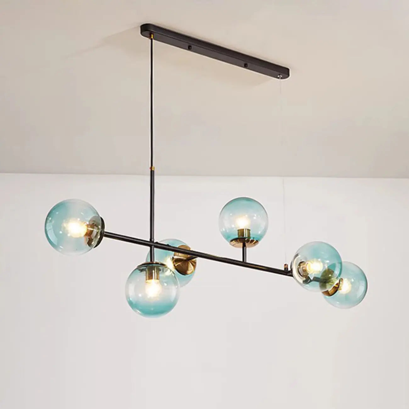 6 Light Glass Globe Island Pendant Light with Adjustable Length