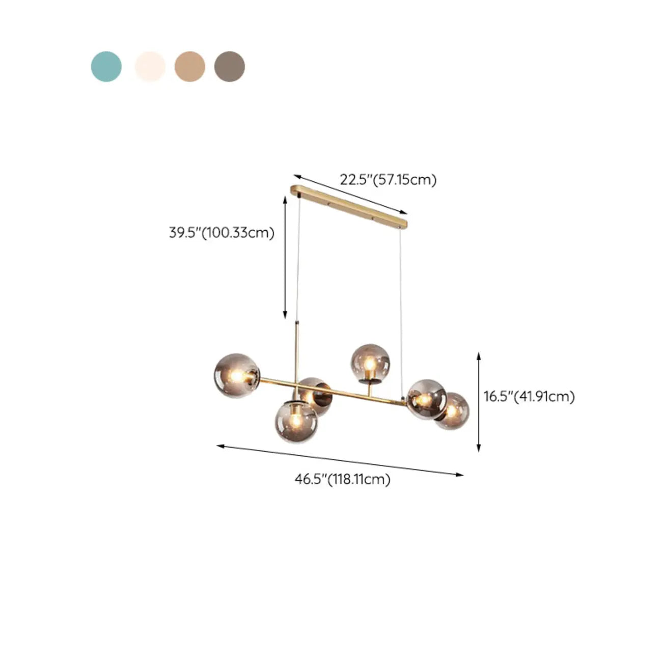 6 Light Glass Globe Island Pendant Light with Adjustable Length