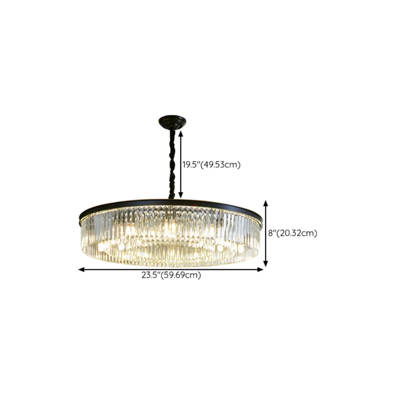 Adjustable Black Round Modern Crystal Chandelier