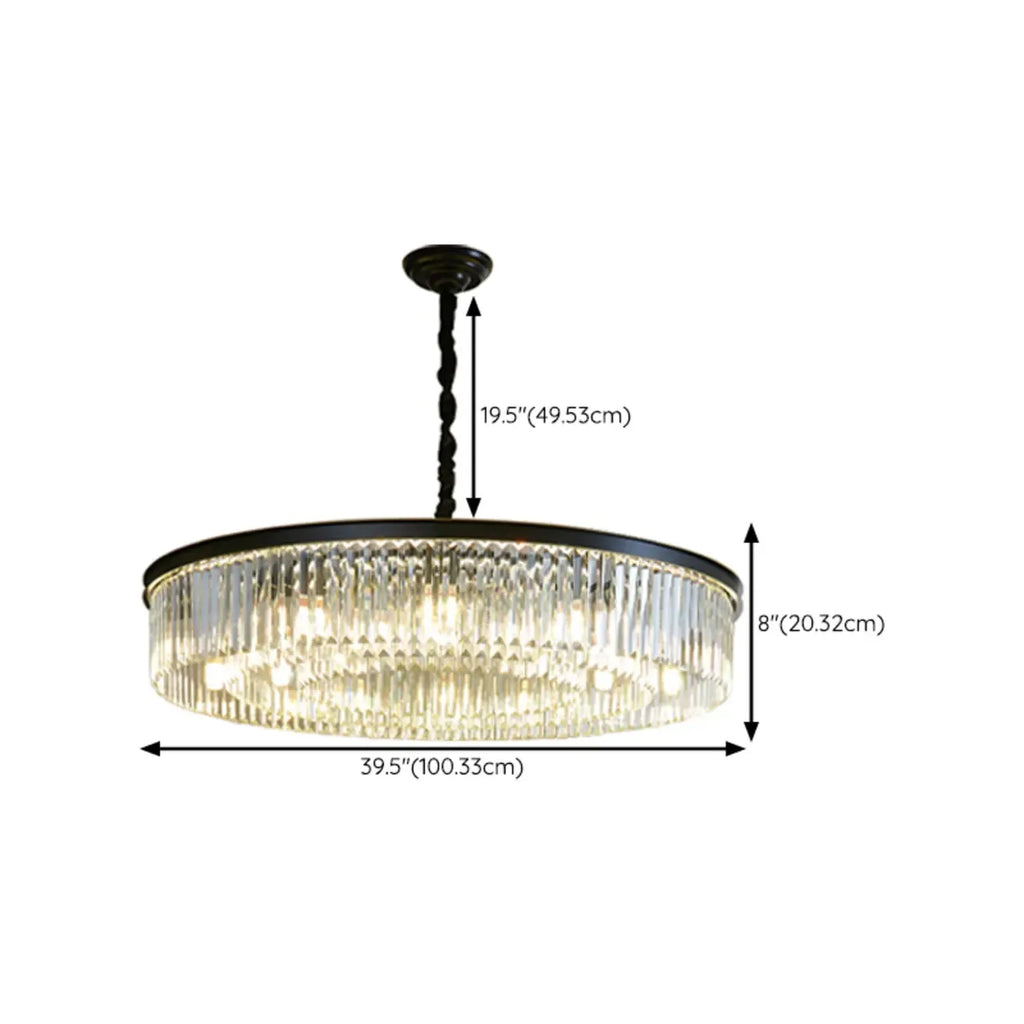 Adjustable Black Round Modern Crystal Chandelier