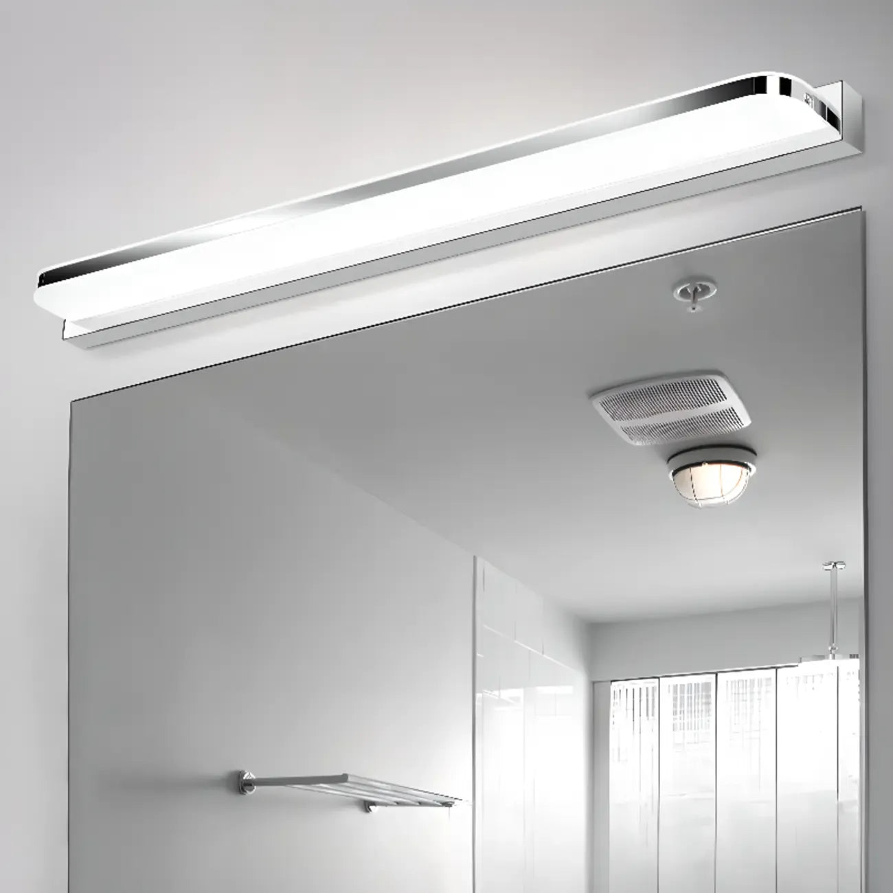 Modern Geometric Vanity Light with White Shade for Bathroom