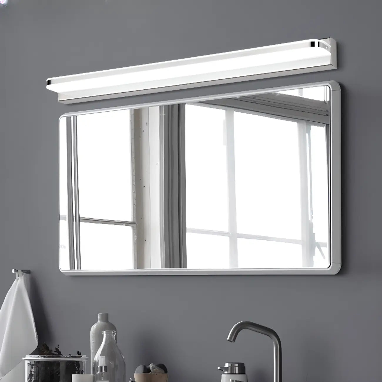 Modern Geometric Vanity Light with White Shade for Bathroom