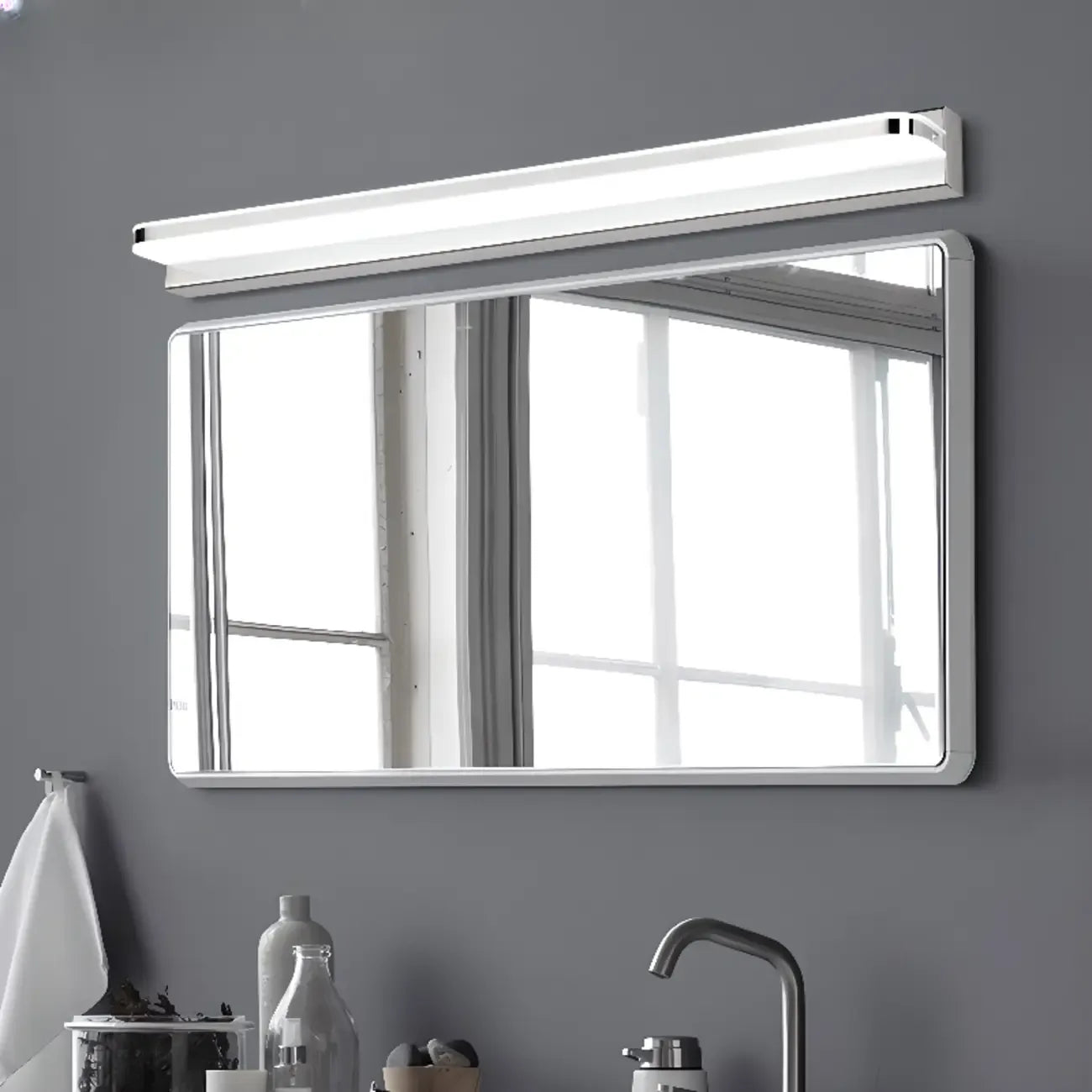 Modern Geometric Vanity Light with White Shade for Bathroom