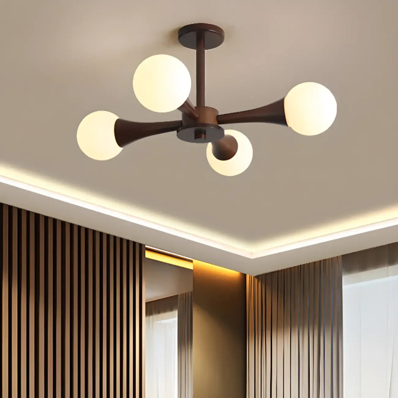 Modern Glass Semi Flush LED Ceiling Light for Living Room