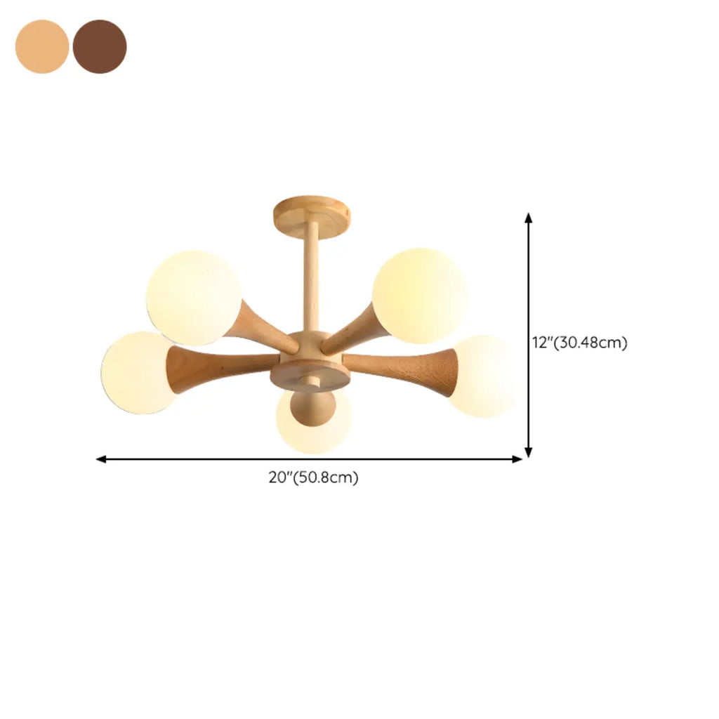 Modern Glass Semi Flush LED Ceiling Light for Living Room