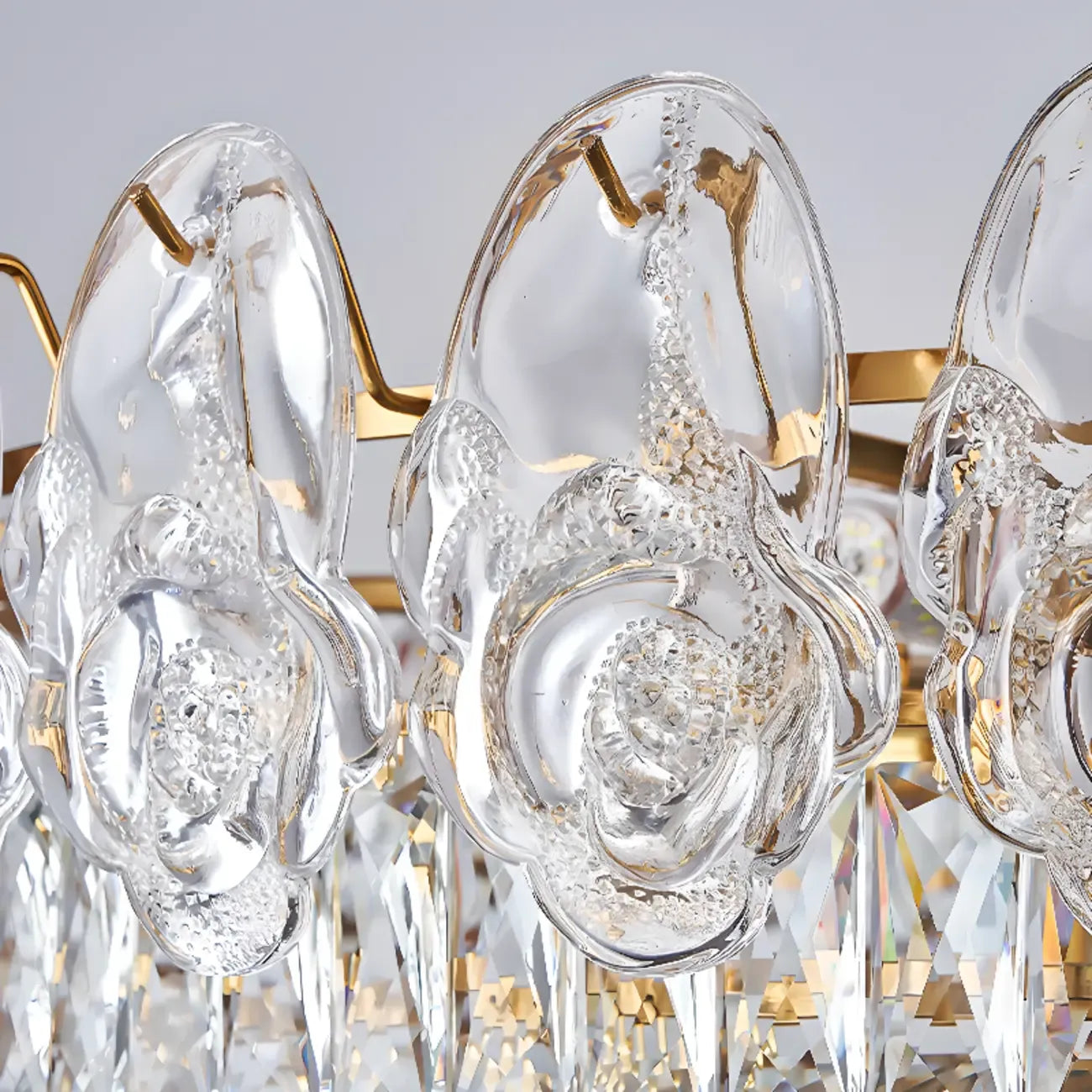 Modern Luxury Gold Tiered Crystal Round Chandelier