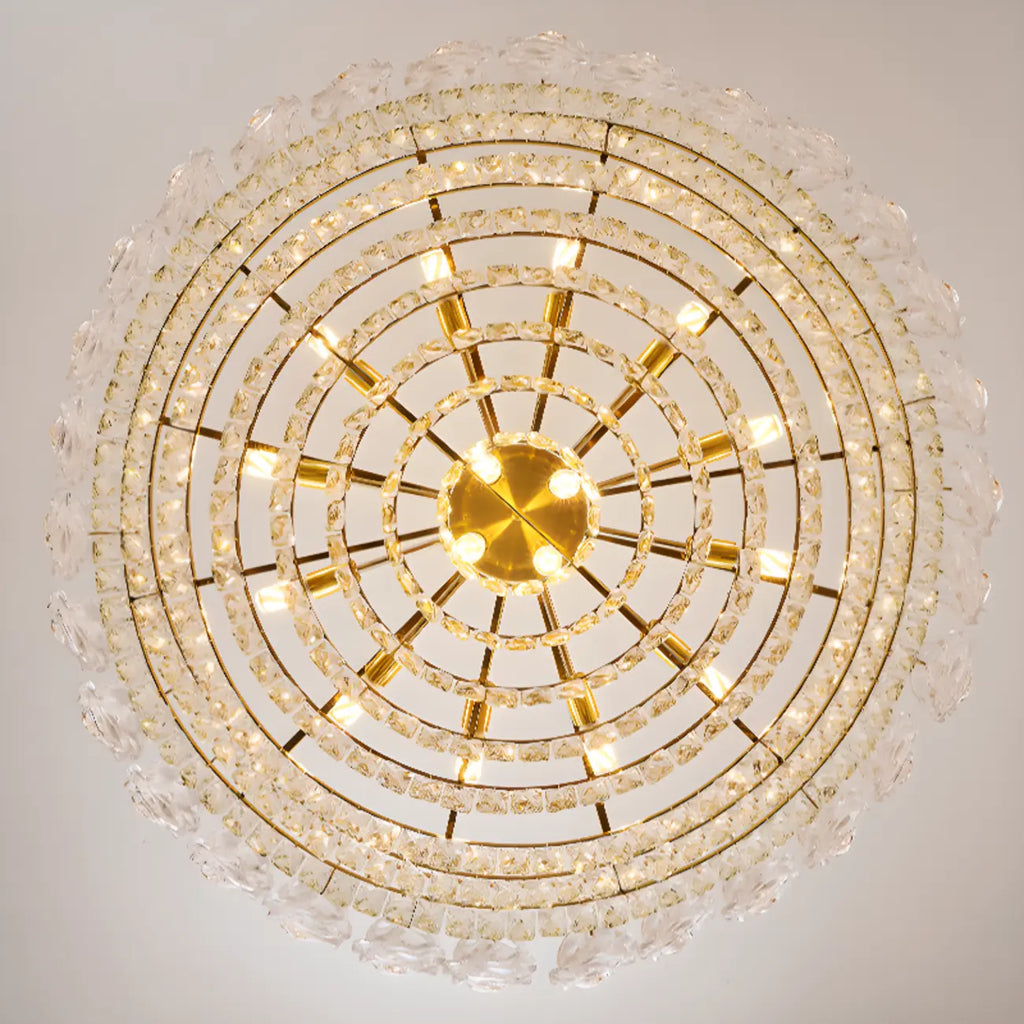 Modern Luxury Gold Tiered Crystal Round Chandelier