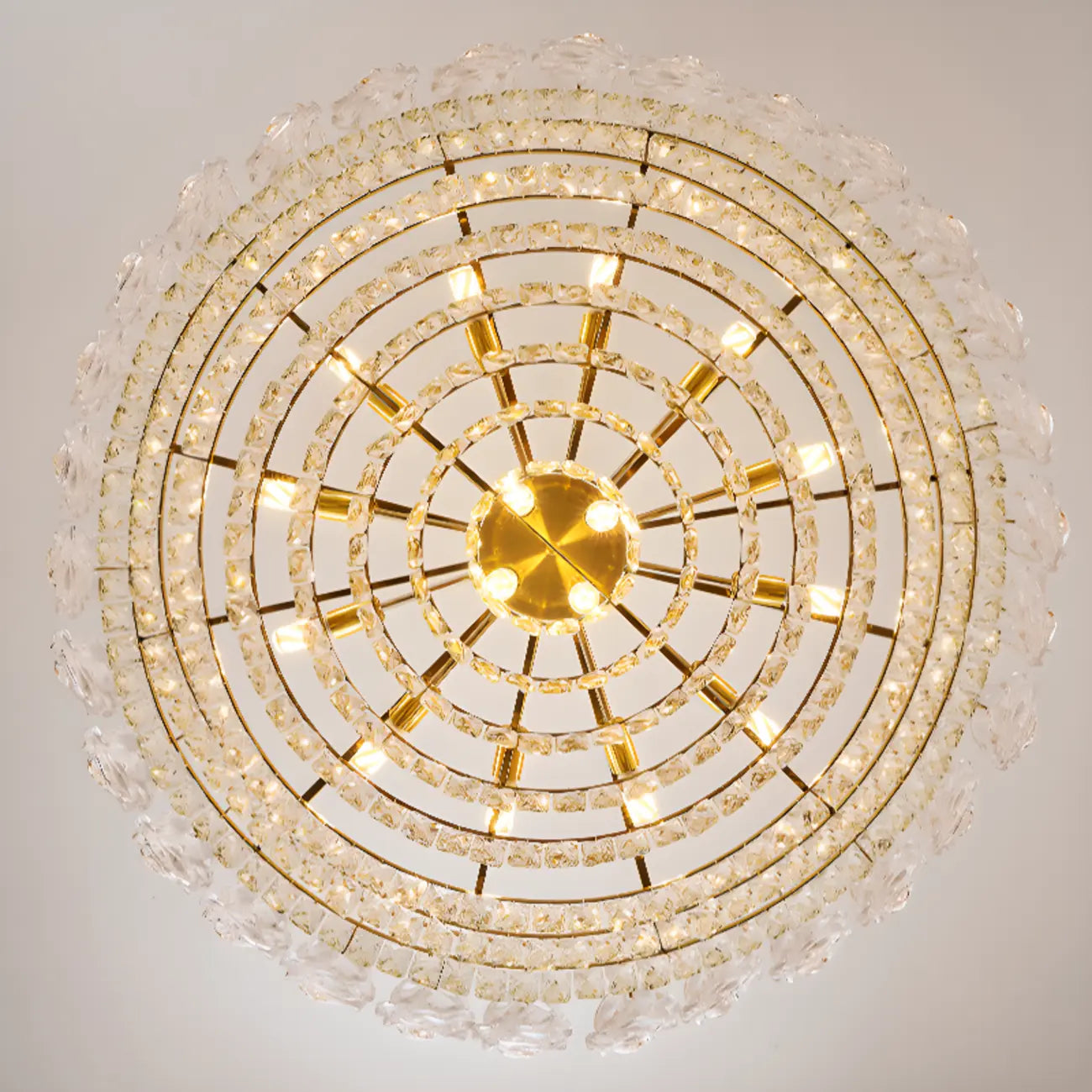 Modern Luxury Gold Tiered Crystal Round Chandelier
