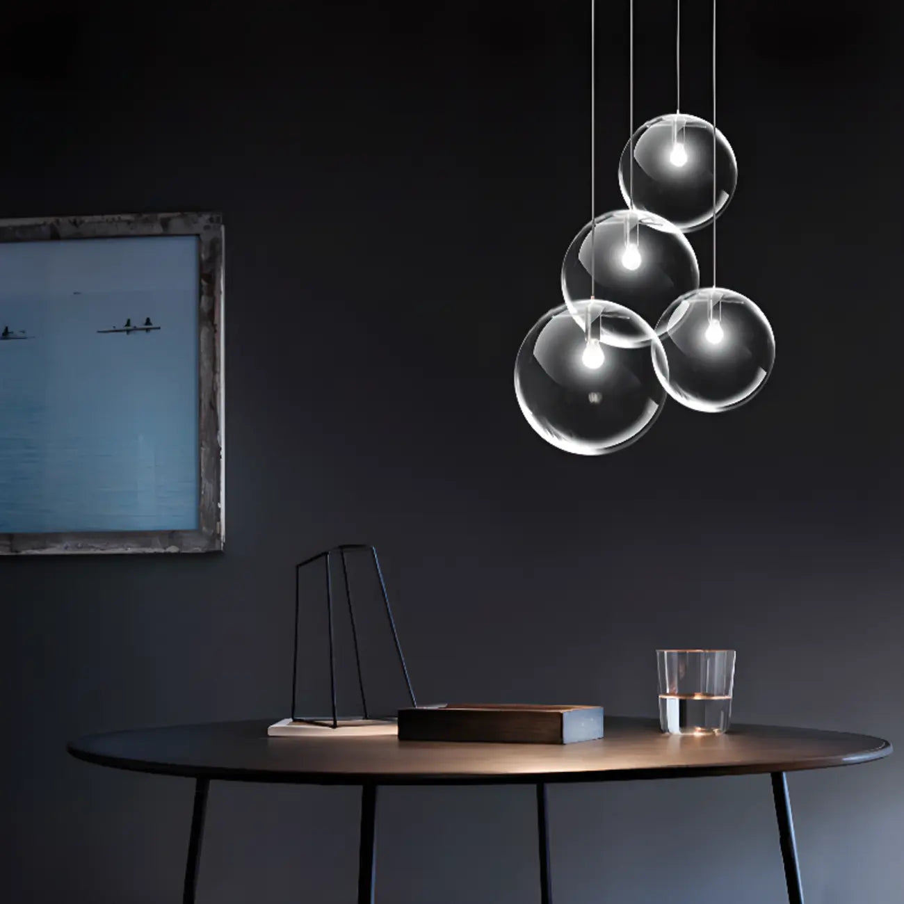 Contemporary Clear Glass Bubble Shape LED Pendant Light