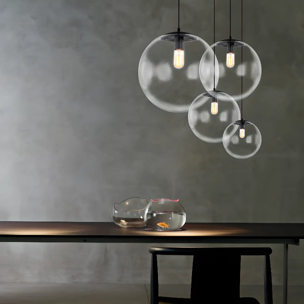 Contemporary Clear Glass Bubble Shape LED Pendant Light