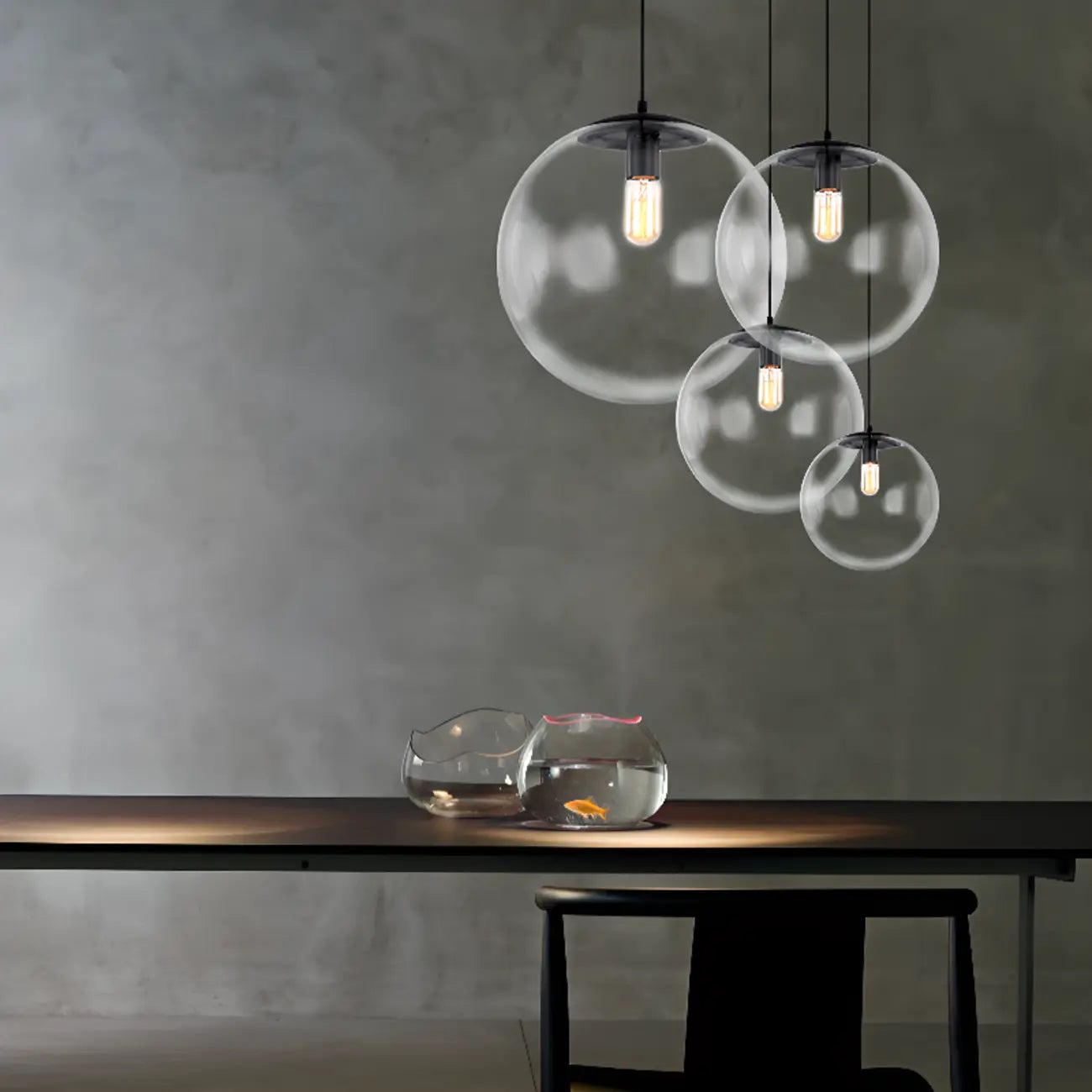 Contemporary Clear Glass Bubble Shape LED Pendant Light