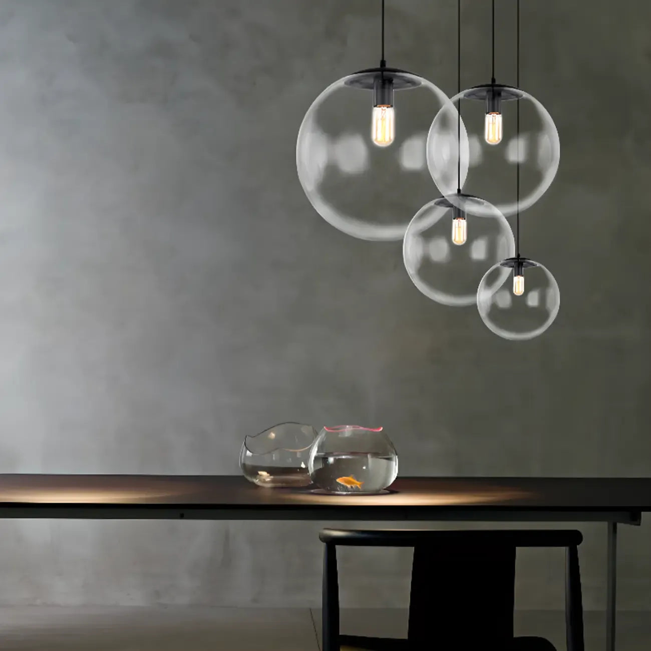 Contemporary Clear Glass Bubble Shape LED Pendant Light