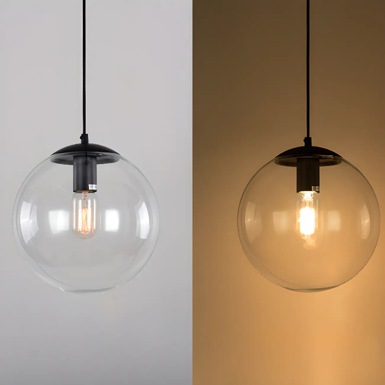 Contemporary Clear Glass Bubble Shape LED Pendant Light