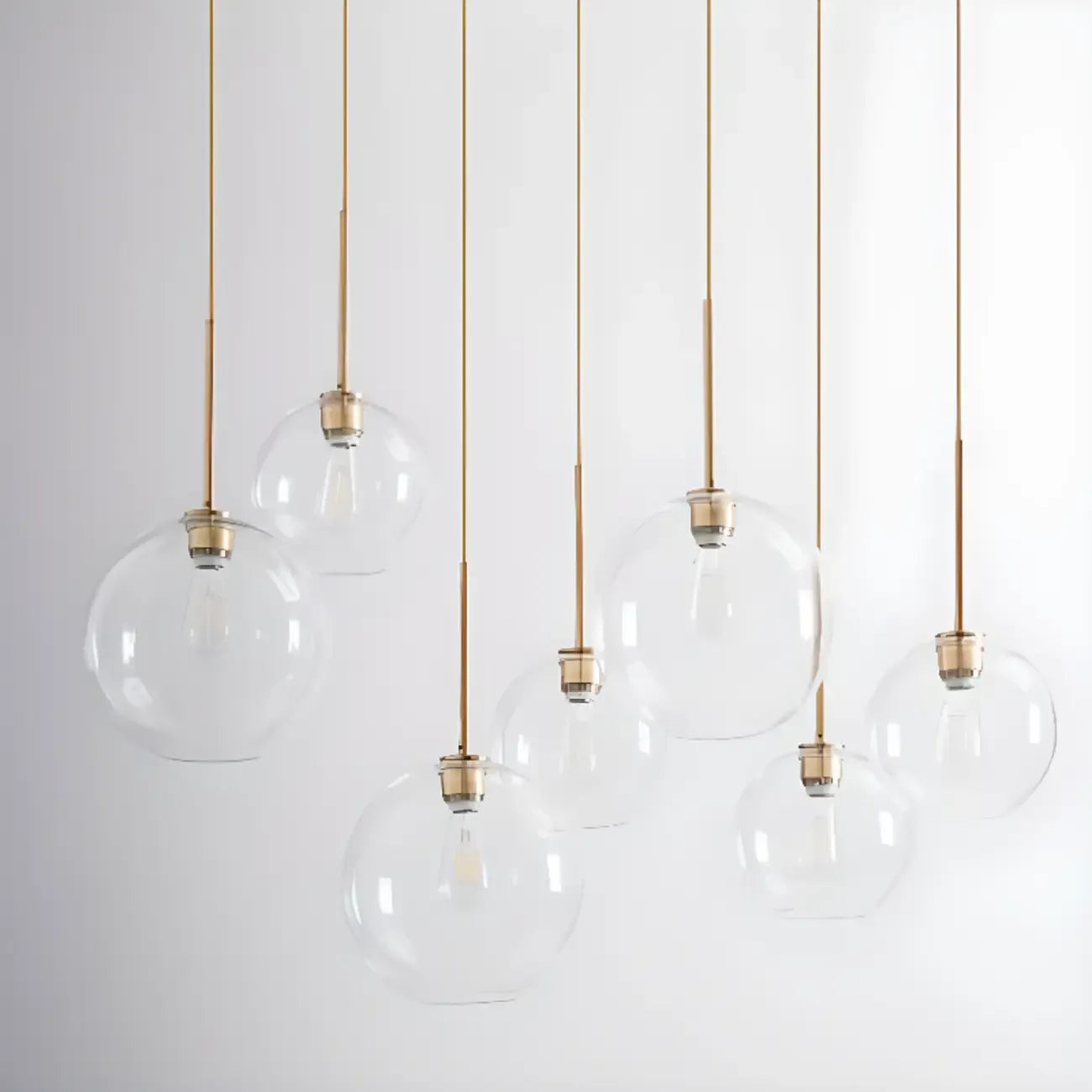 Contemporary Clear Glass Bubble Shape LED Pendant Light