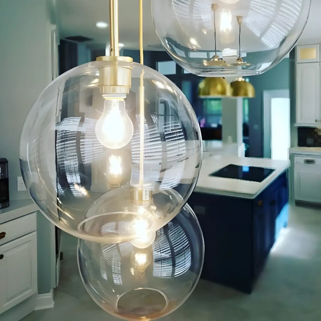 Contemporary Clear Glass Bubble Shape LED Pendant Light