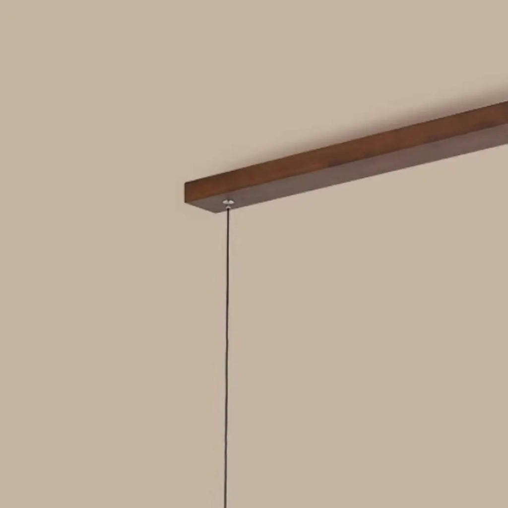 Walnut Wood Rustic Island Light in Rectangular Shape