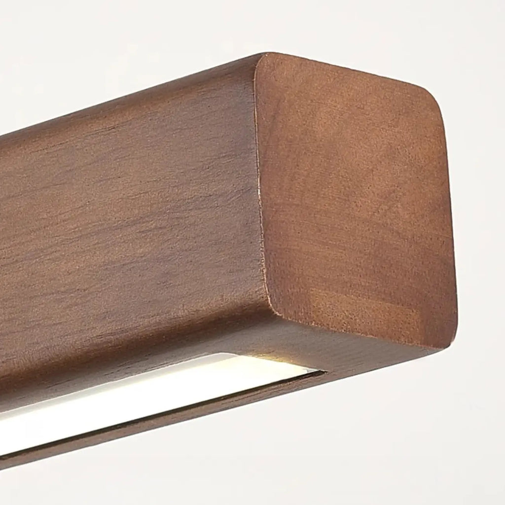 Walnut Wood Rustic Island Light in Rectangular Shape