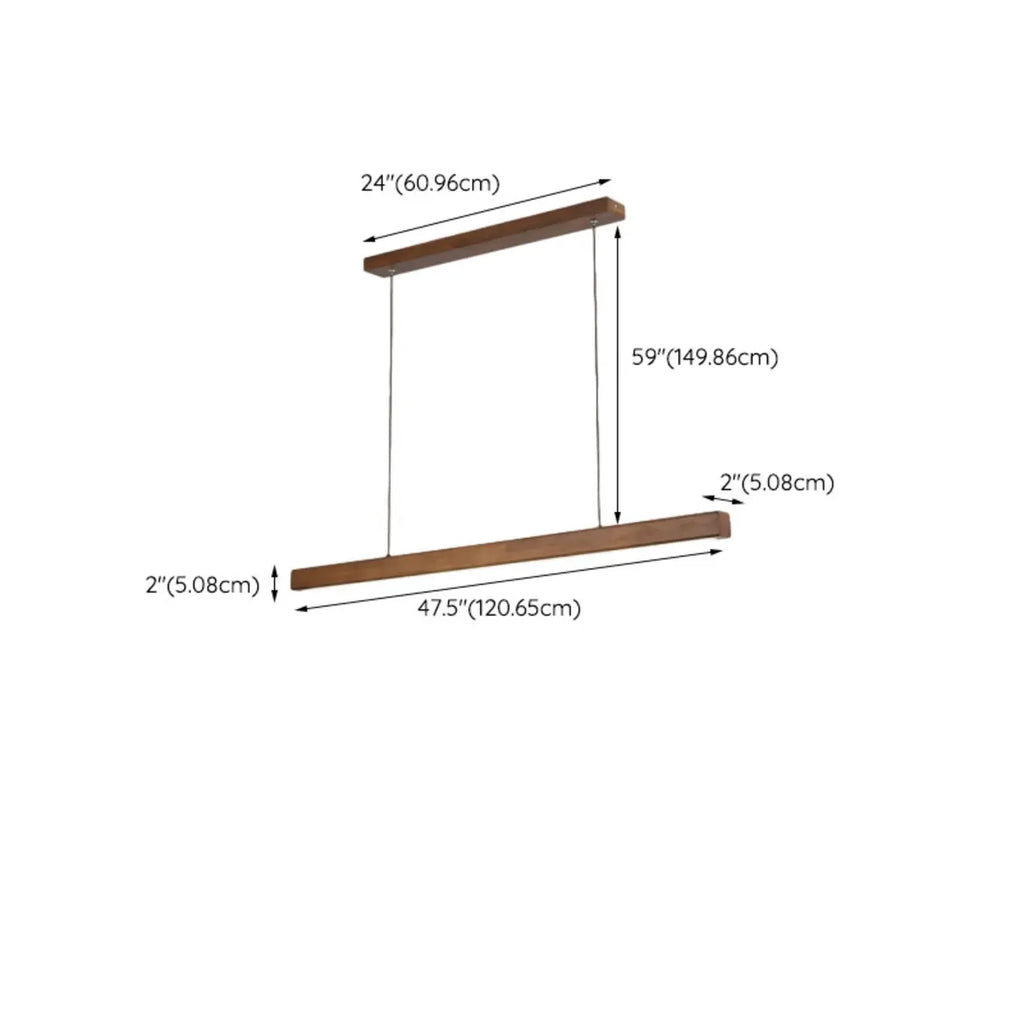 Walnut Wood Rustic Island Light in Rectangular Shape
