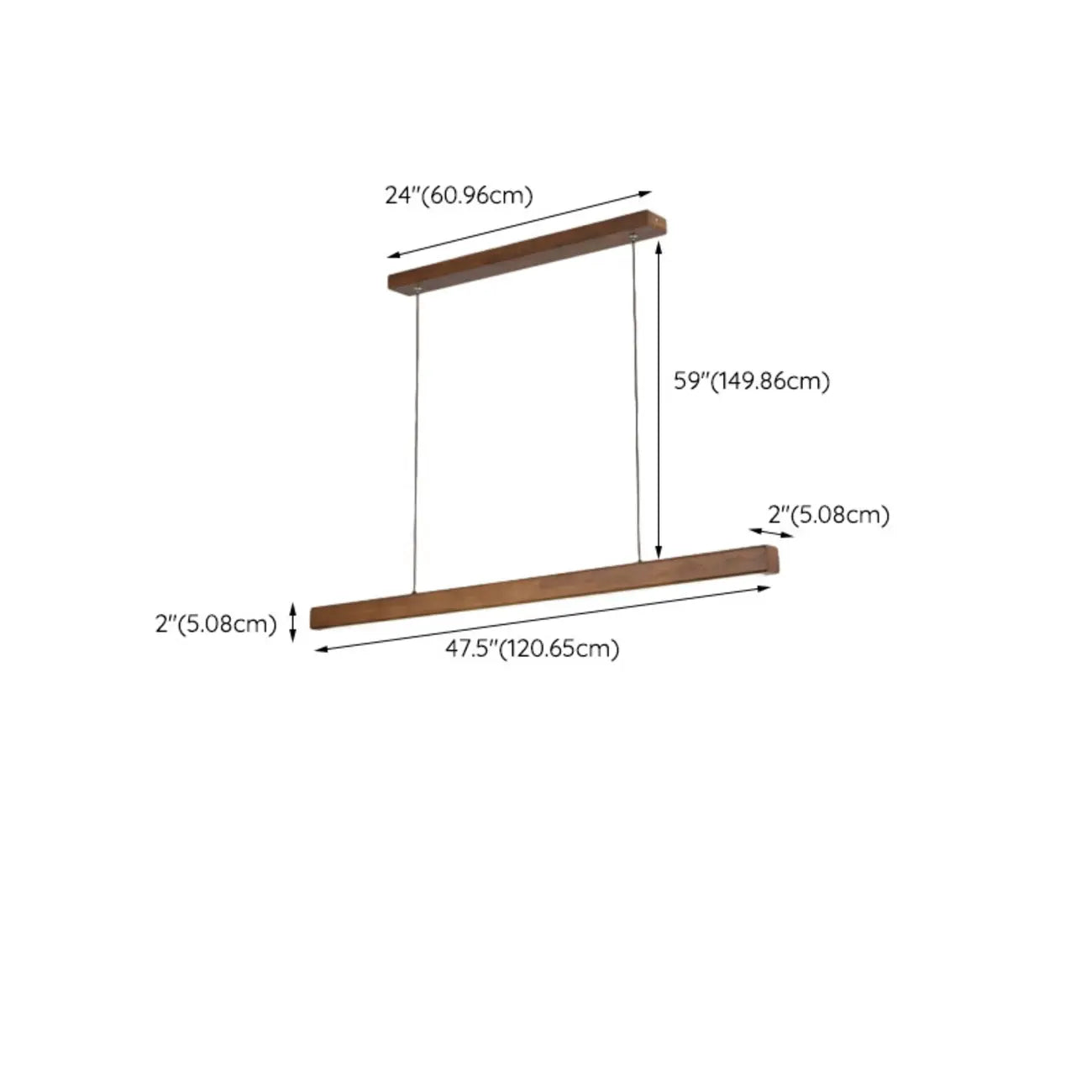Walnut Wood Rustic Island Light in Rectangular Shape