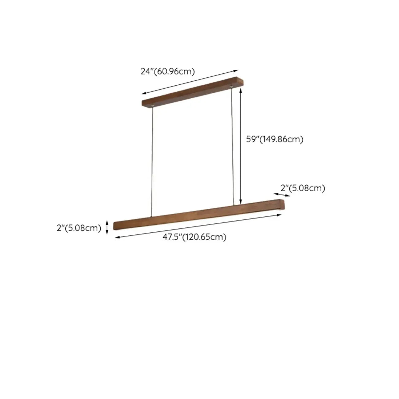 Walnut Wood Rustic Island Light in Rectangular Shape