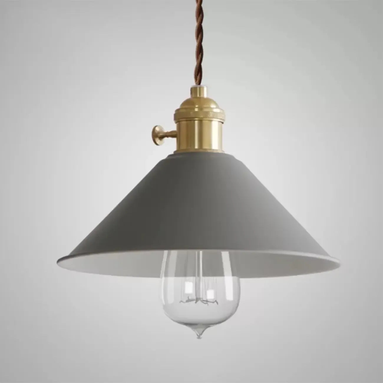 Industrial Gray Aluminum Cone Pendant Light for Dining Room